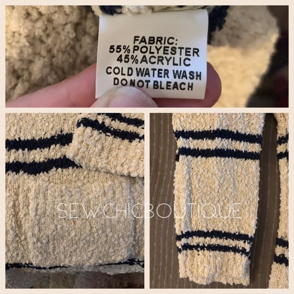 Ivory & Navy Popcorn Textured Striped Cardy - Picture 7 of 7